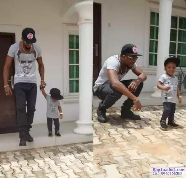 Photos: Actor Junior Pope and son step out in matching outfit